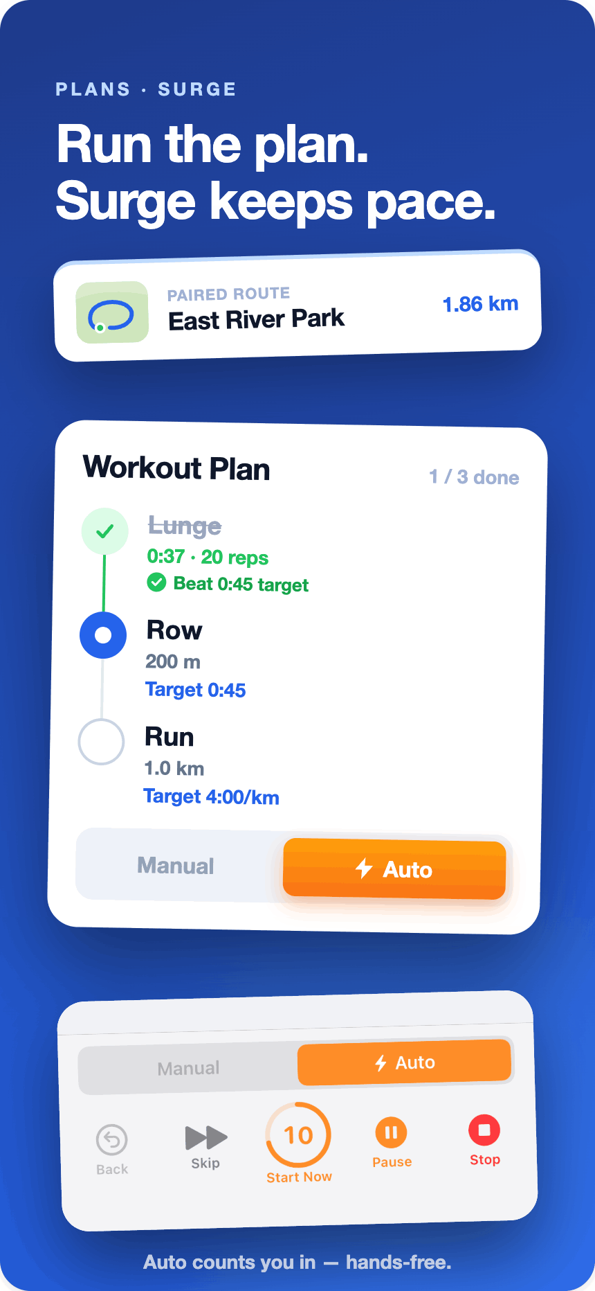 surge15 executing workout plan screenshot